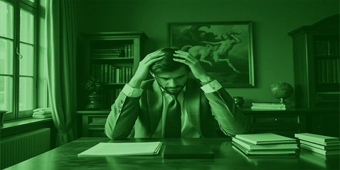 man with hands on head looking stressed