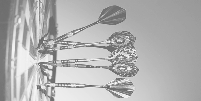 Tight grouping of darts on a dartboard